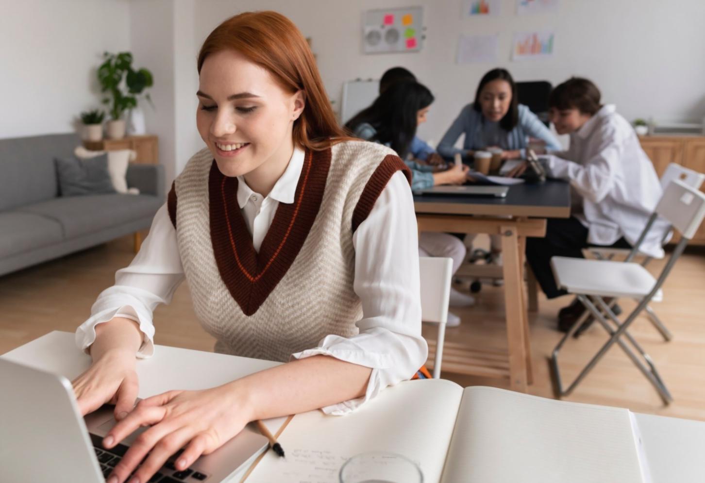 Groupe d'étudiants collaborant autour d'une table